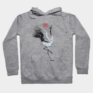 Japan Art Dancing Crane Hoodie